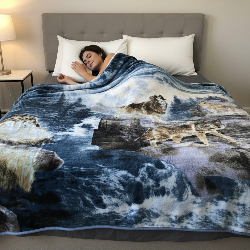 LUXURY PLUSH ULTRA SOFT BLANKET (Wolf Paradise)