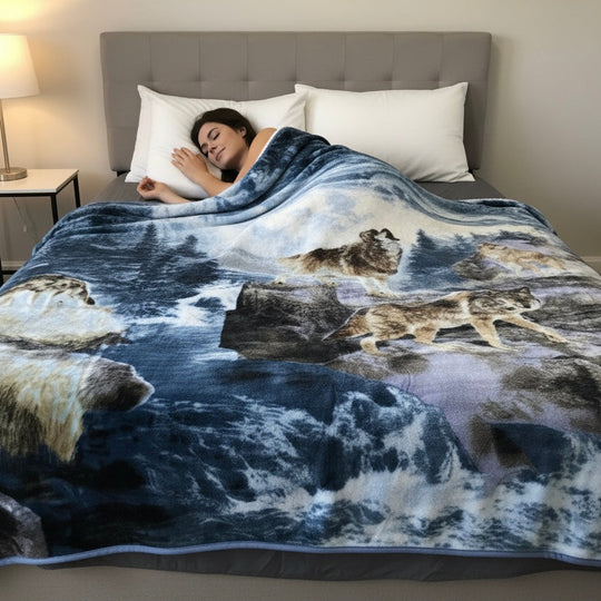 LUXURY PLUSH ULTRA SOFT BLANKET (Wolf Paradise)