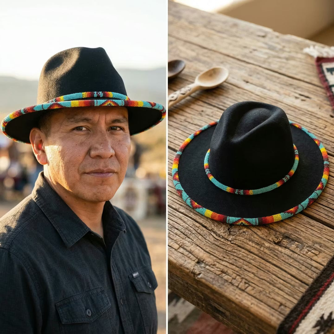 Size-59 Handmade Beaded Hat