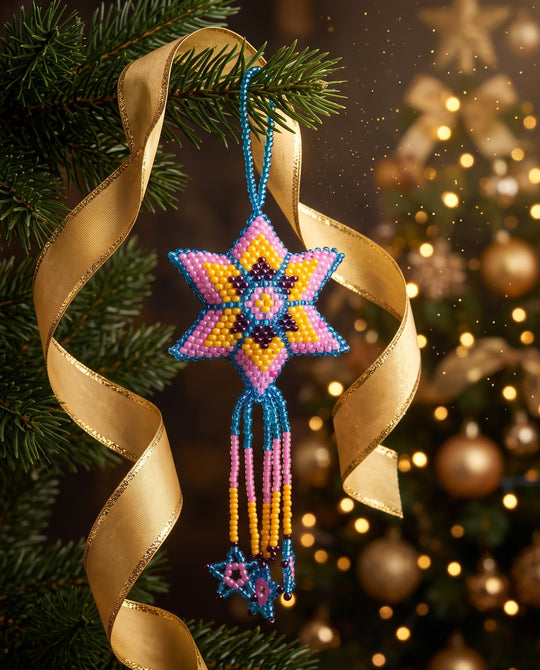 Pink Beaded Moonlit Frost Star