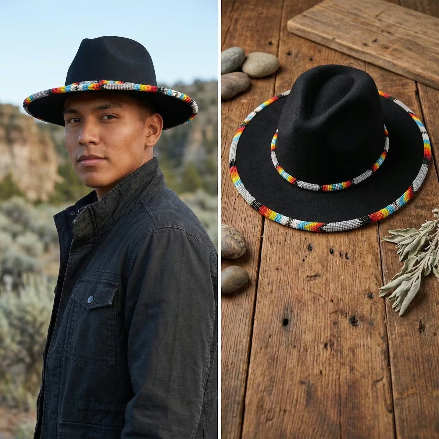 OLDTRIBES Size-61 Handmade Beaded Hat