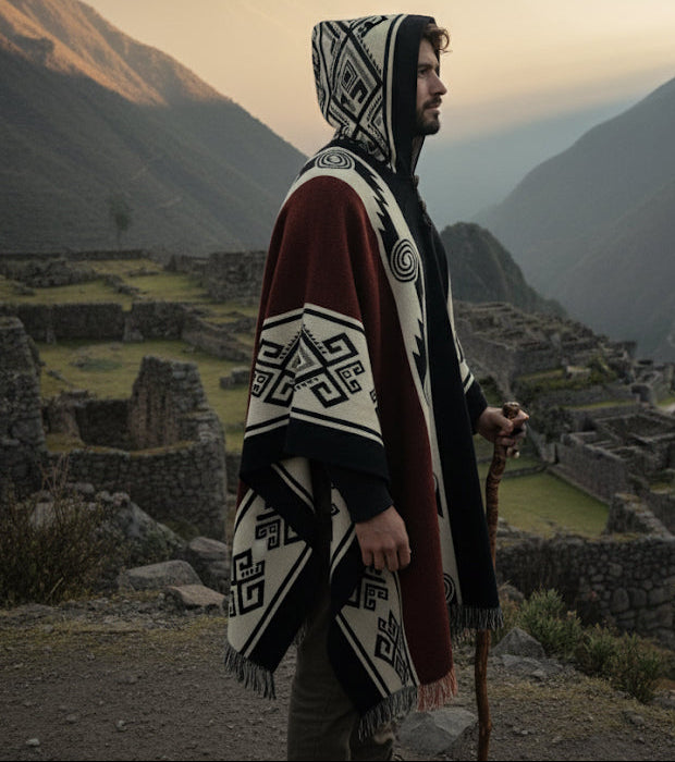 Circle Zigzag HandMade Wool Poncho