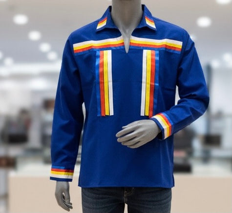 Blue Ribbon Shirt Handcrafted Indigenous Ribbon Shirt | OLDTRIBES OldTribes Blue Ribbon Shirt Handcrafted Indigenous Ribbon Shirt | OLDTRIBES OldTribes