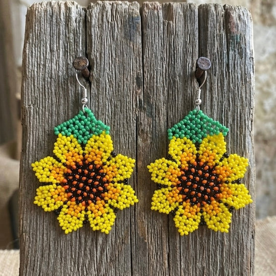 Sunflower Beaded Earrings (Yellow)