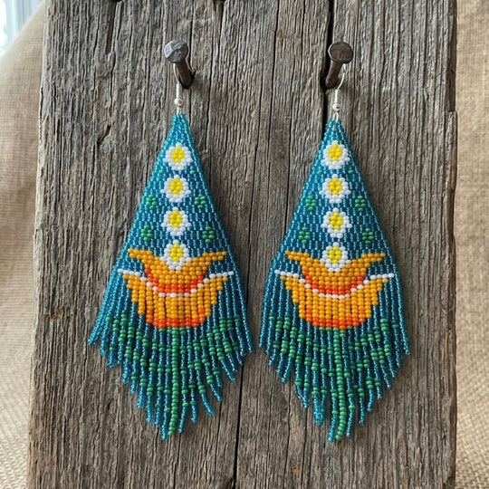 Blue Flame Blossom Drop Earrings