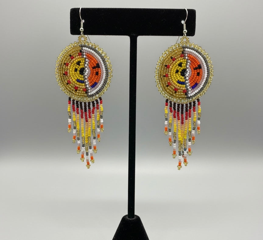Golden Sun & Moon Beaded Fringe