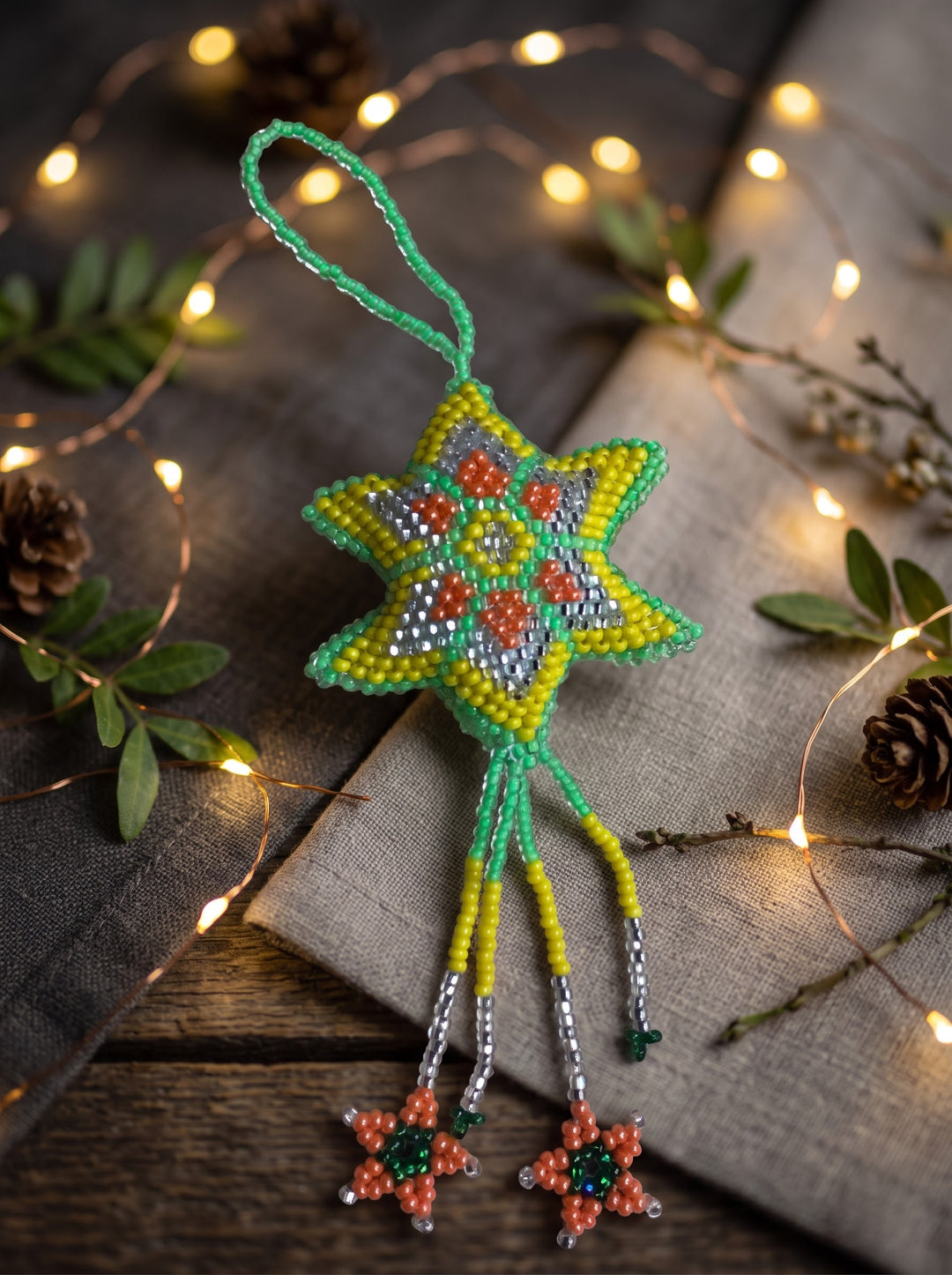 Green bead Sunrise Flame Star