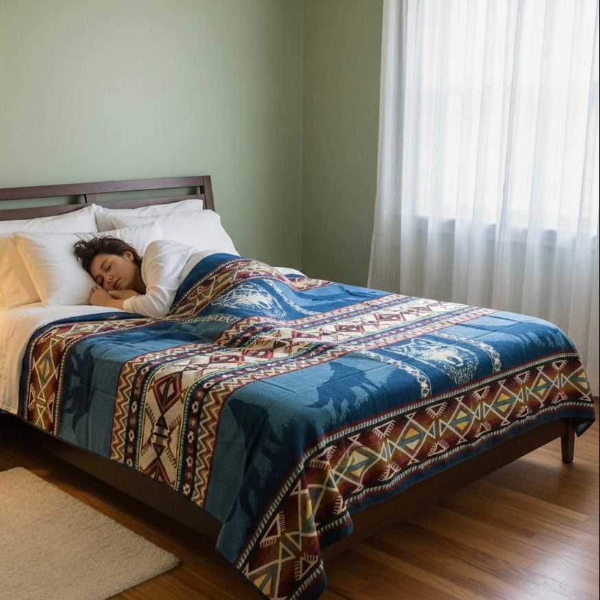 OLDTRIBES™ Blue Plains Wolf Alpaca Blanket