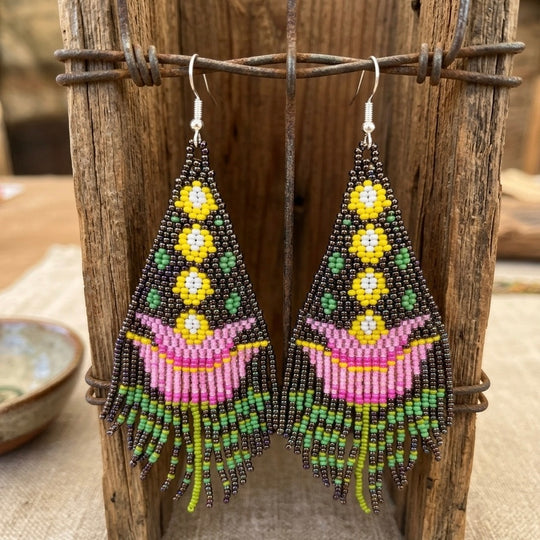 Brown Flame Blossom Drop Earrings