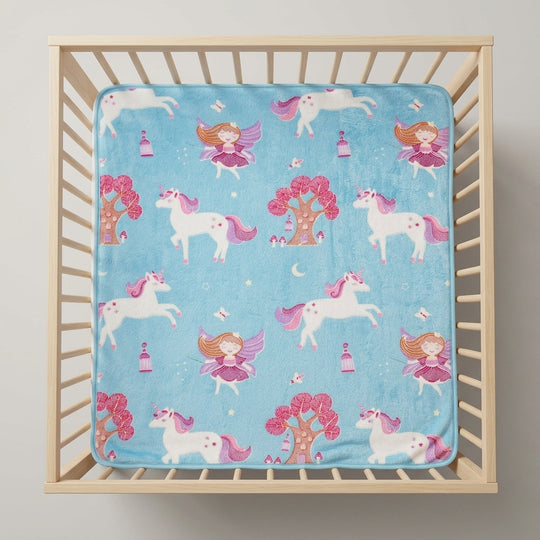 Sky Blue Fairy &amp; Unicorn  baby blankets