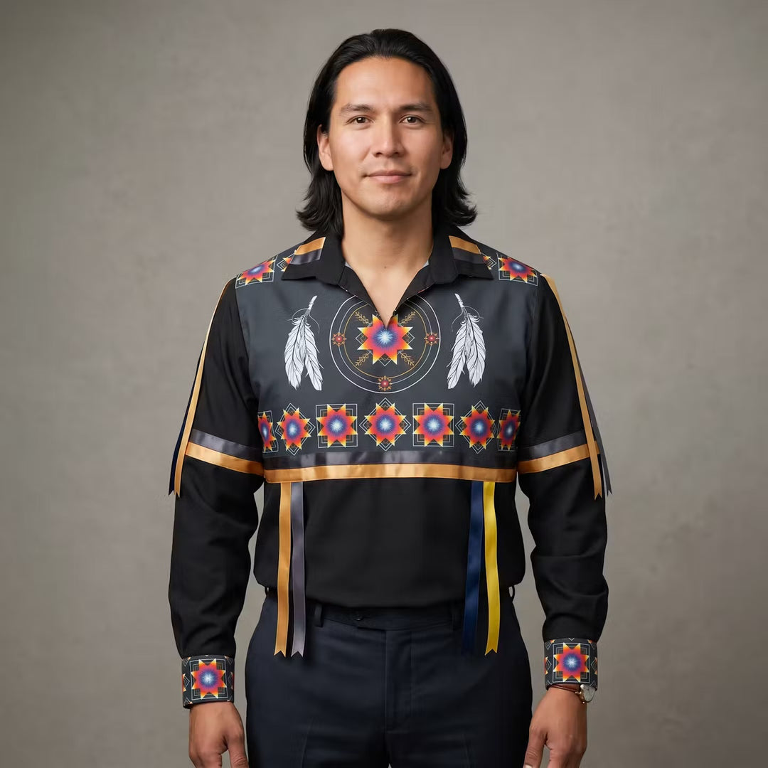 Ribbon Shirt with feathers