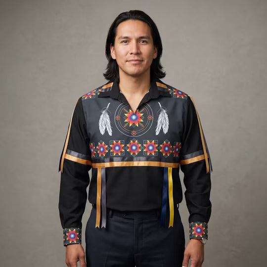 Ribbon Shirt with feathers