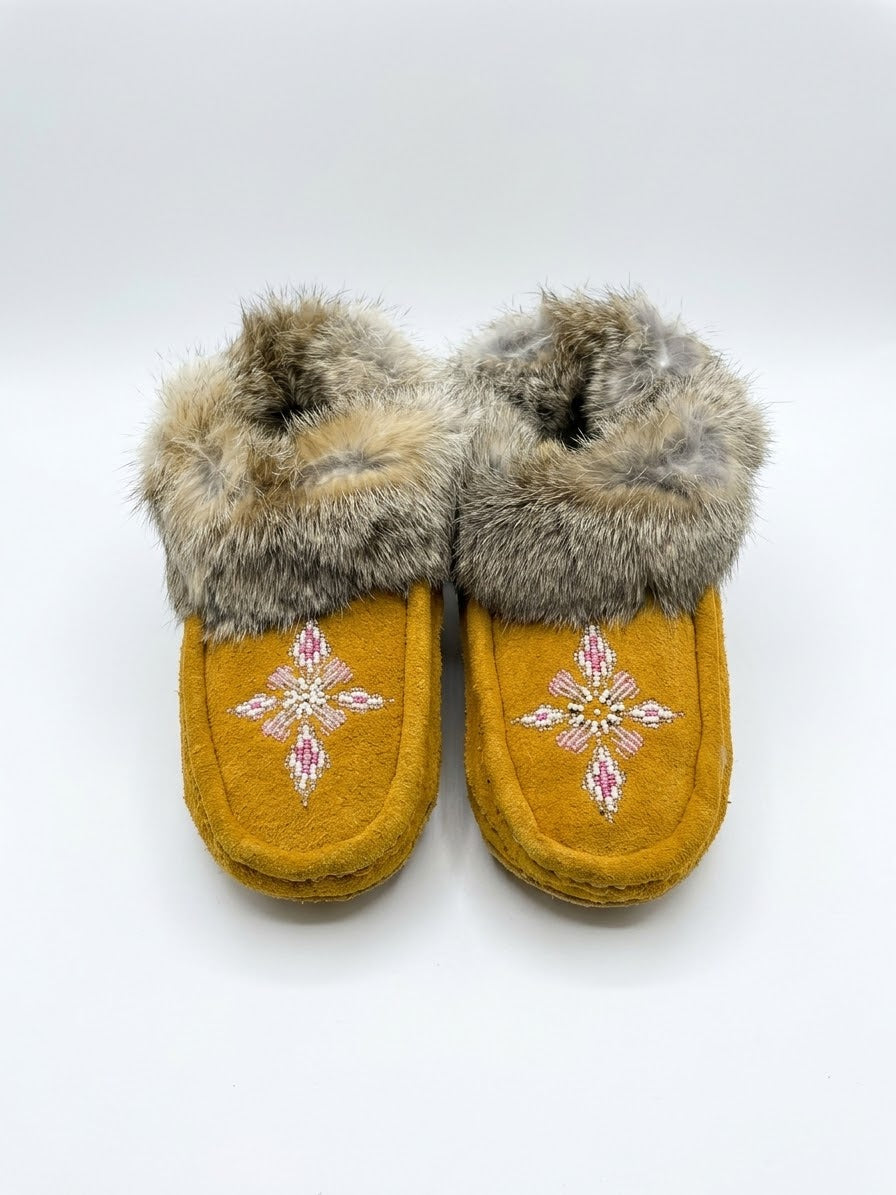 Moccasins with Beadwork (Size 6)