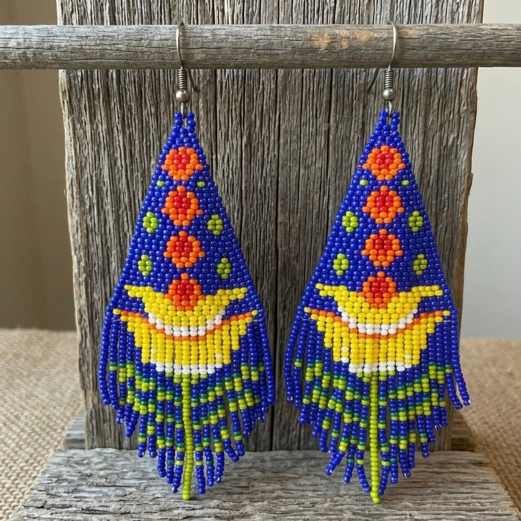 Blue Flame Blossom Drop Earrings
