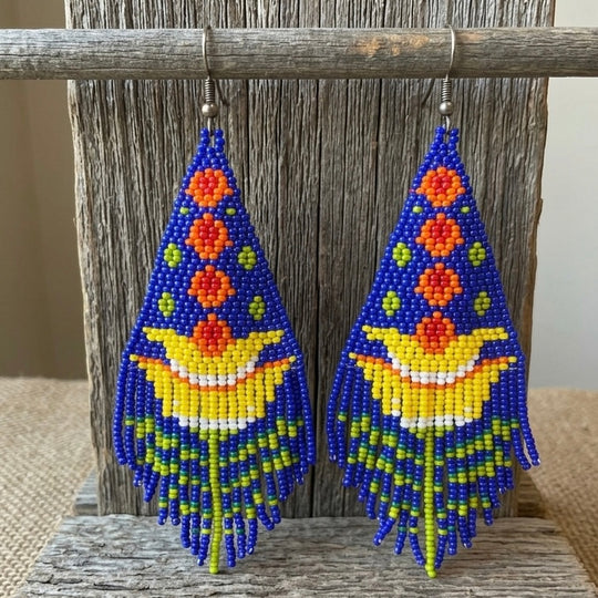 Blue Flame Blossom Drop Earrings