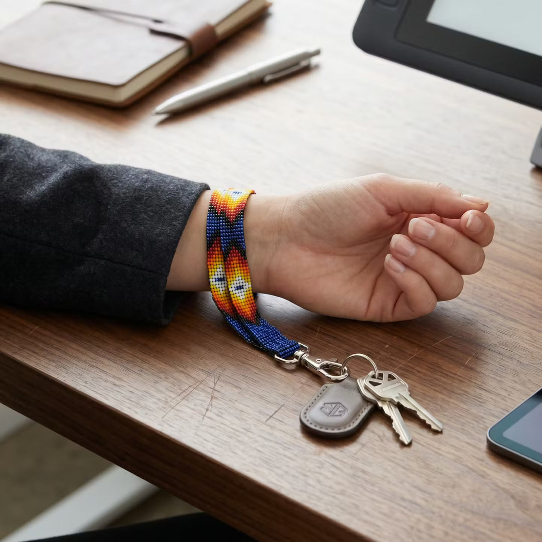 Dark Blue Native American Style Wrist Lanyard