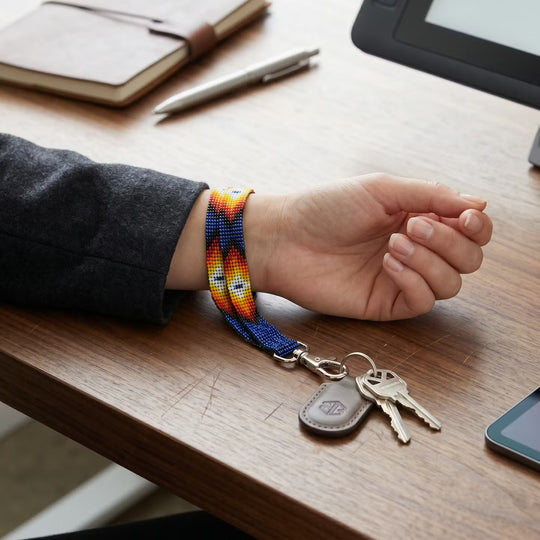 Dark Blue Native American Style Wrist Lanyard