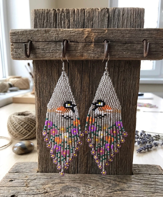 Bird Fringe Earrings (Silver)