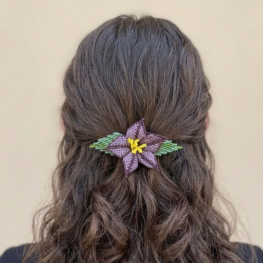 Dusty Lavender Ember Bloom Beaded Hair Barrette