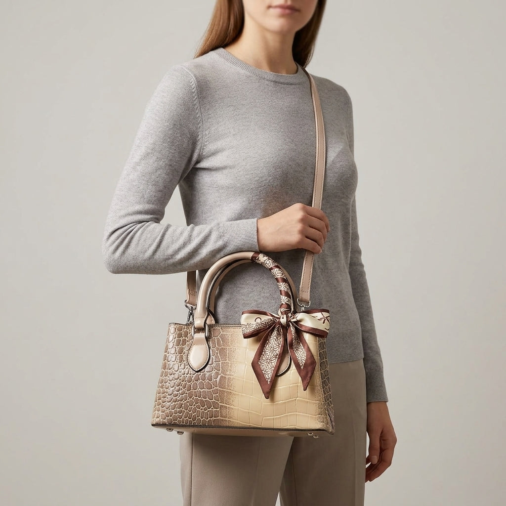 Chic Croc-Embossed Mini Satchel