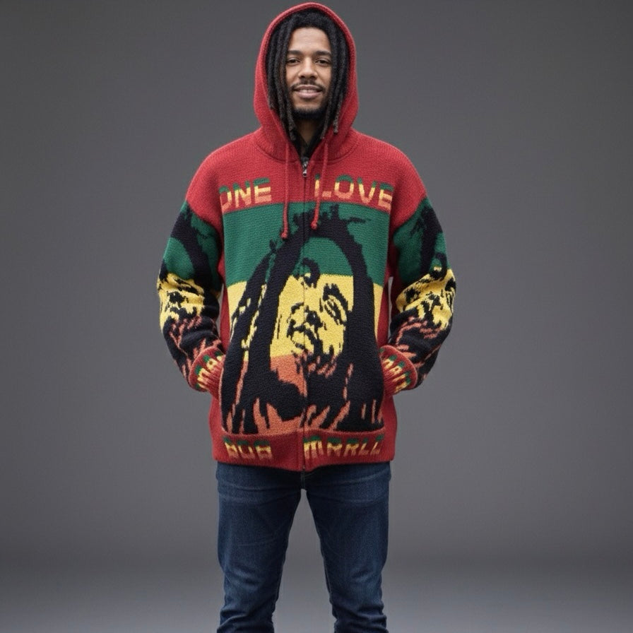 Bob Marley  grey/ black Unisex Alpaca Sweater