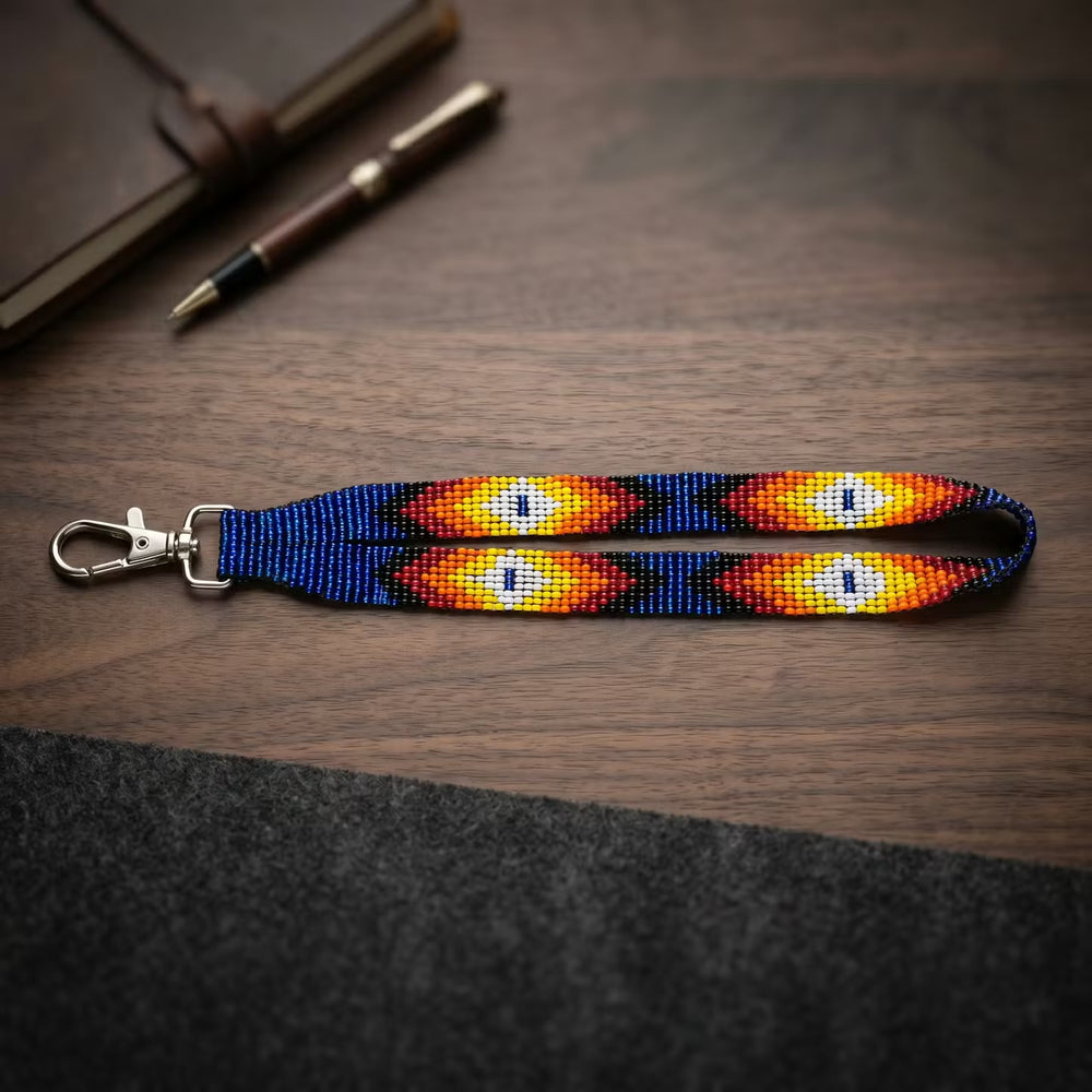 Dark Blue Native American Style Wrist Lanyard