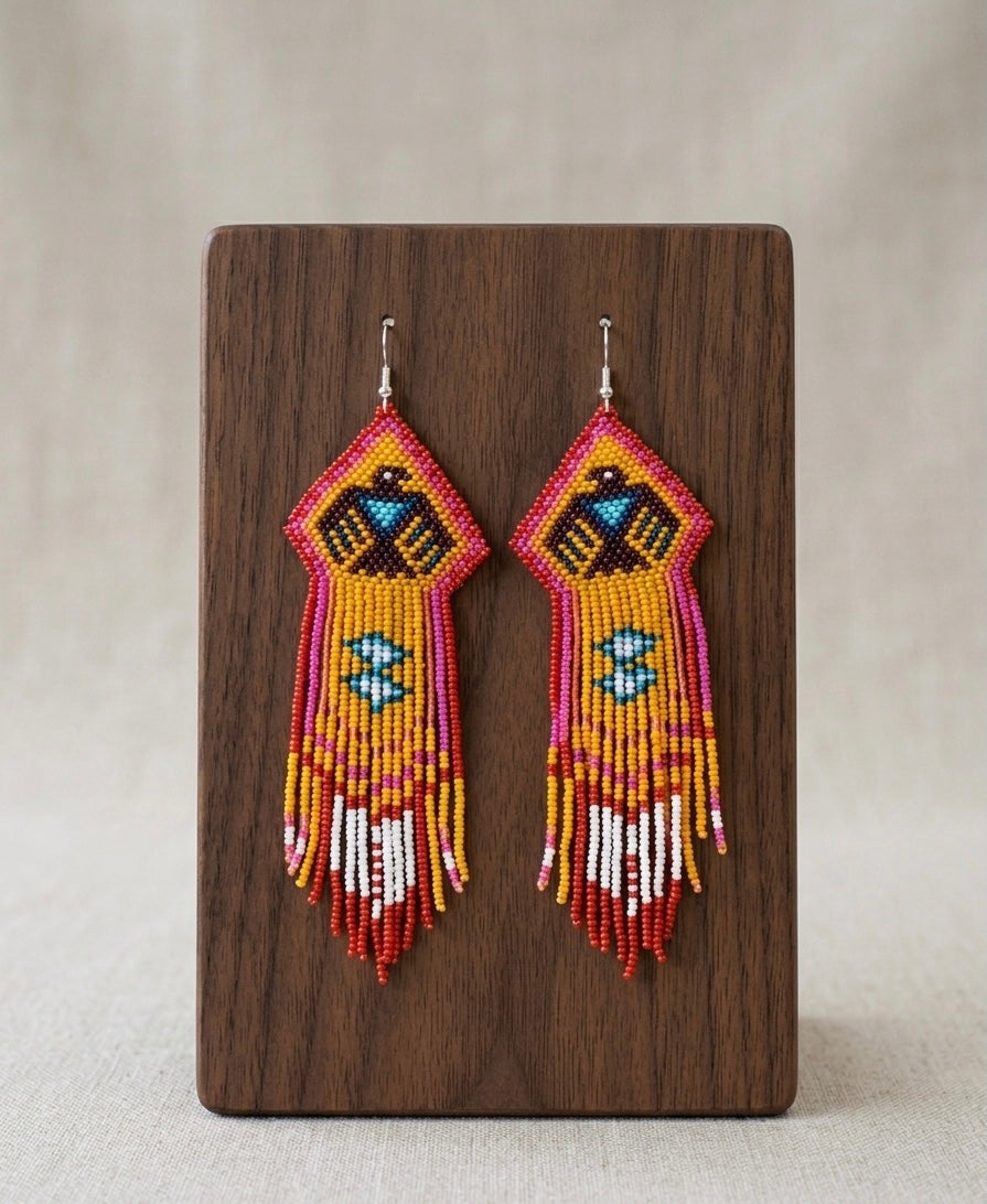 Beaded thunderbird earrings ( Red )