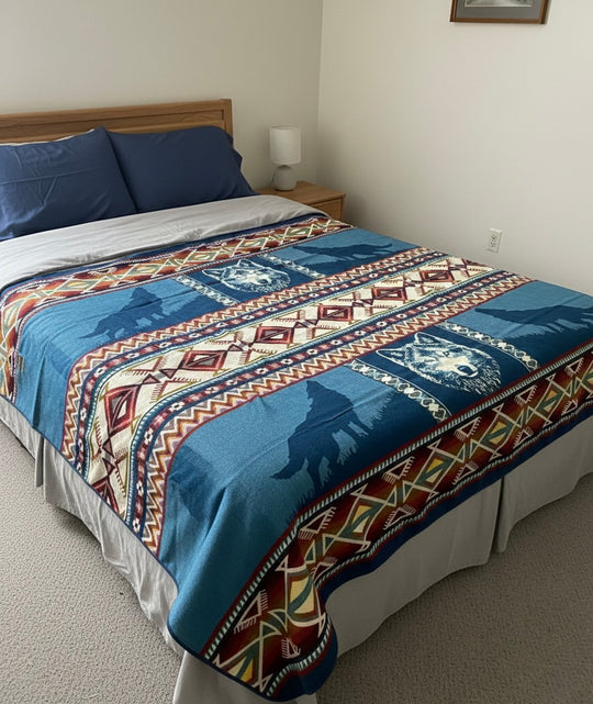 OLDTRIBES™ Blue Plains Wolf Alpaca Blanket