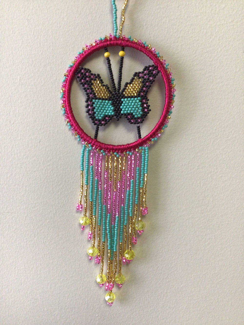 OLDTRIBES Red and Golden Butterfly Dream Catcher