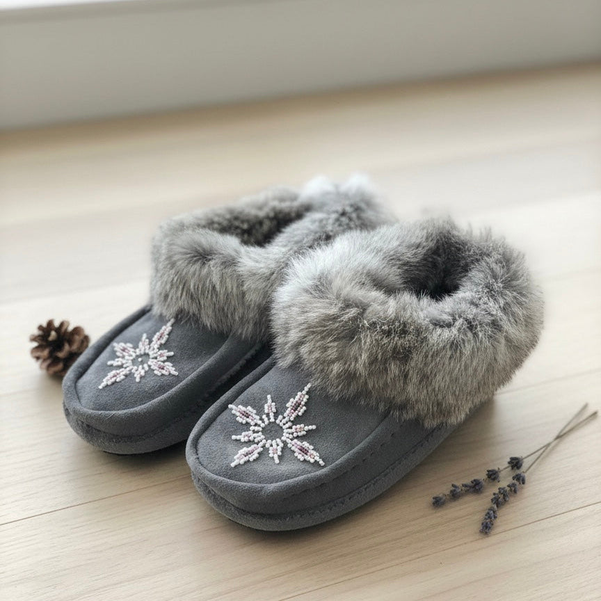 OLDTRIBES Moccasins with Beadwork (Size 6)