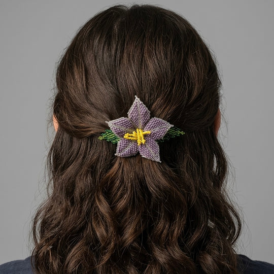 Dusty Lavender Ember Bloom Beaded Hair Barrette