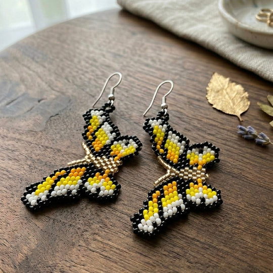 Multicolour Butterfly Beaded Earrings