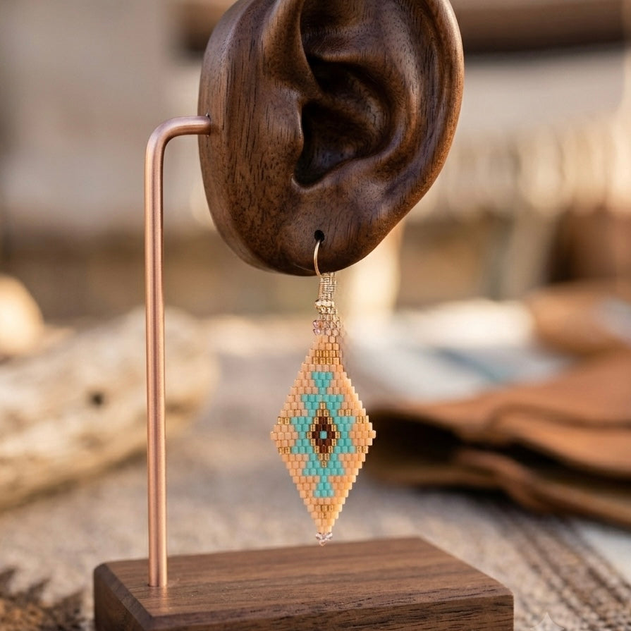 Coral blush Miyuki Glass Beaded Earrings