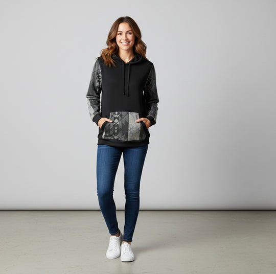 Black and grey native design hoodie