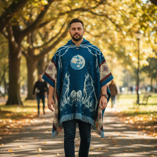 Howling Wolf Wool Poncho