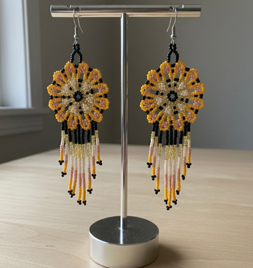 Golden Flower beaded Earrings