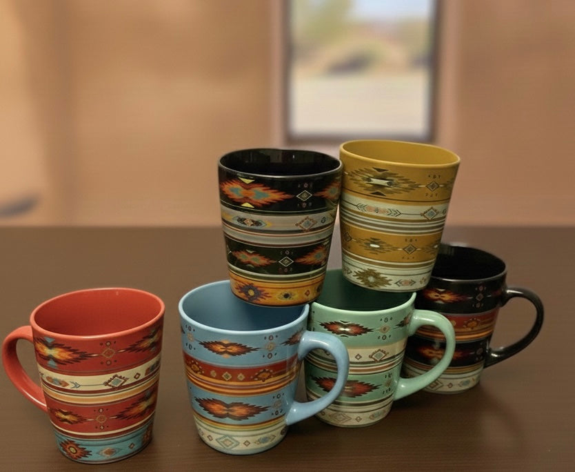 OLDTRIBES Southwestern-style ceramic 6 coffee mug set