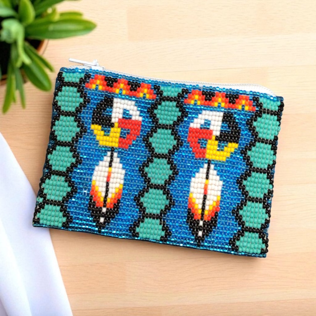 OLDTRIBES™ Feather with Dreamcatcher Beaded coin purse