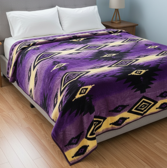 Navajo Purple Ultra Soft Luxury Plush Blanket