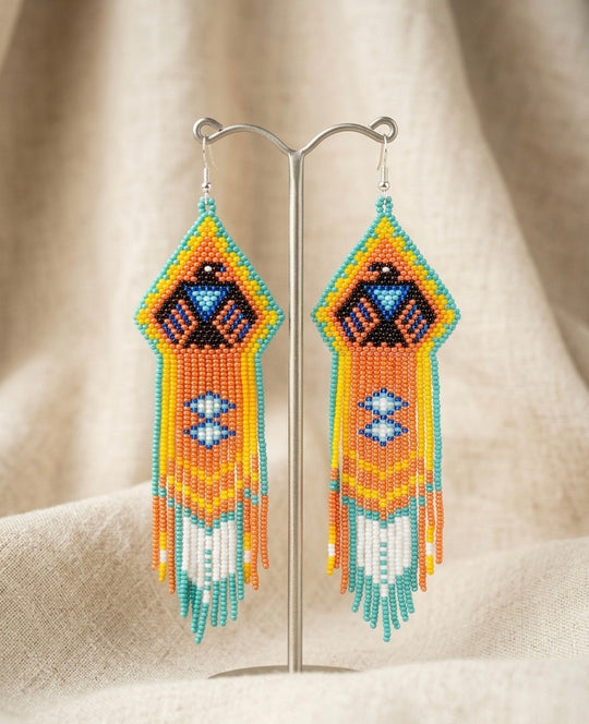 OLDTRIBES Beaded thunderbird earrings ( Turquoise )