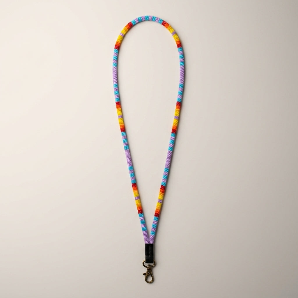Round Beaded Lanyard(Light Purple)