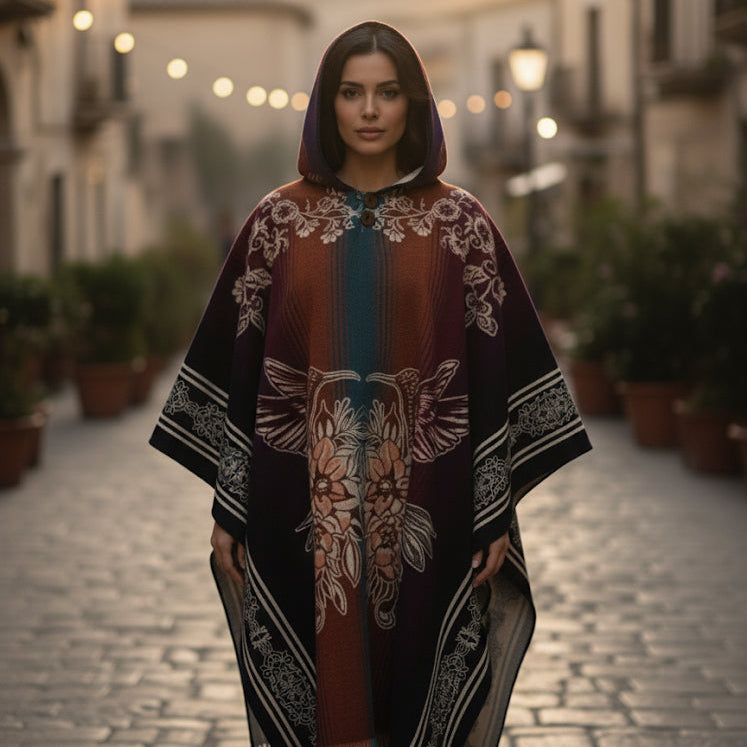 Hummingbirds HandMade Wool Poncho