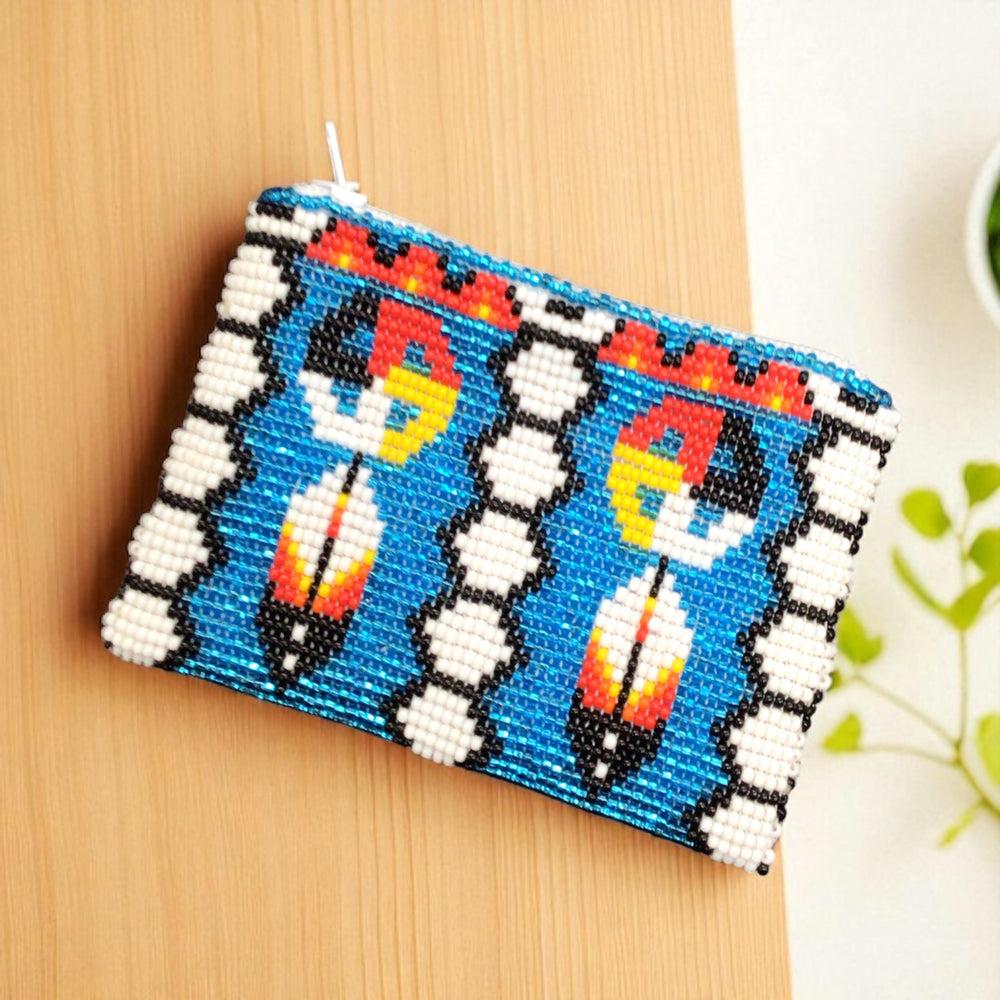 OLDTRIBES™ Feather with Dreamcatcher Beaded coin purse