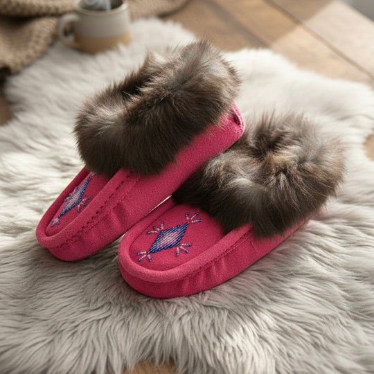 Moccasins with Beadwork (Size 6)