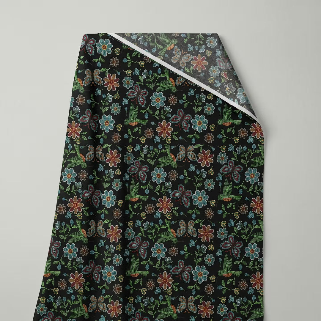Flower and Hummingbird Fabric