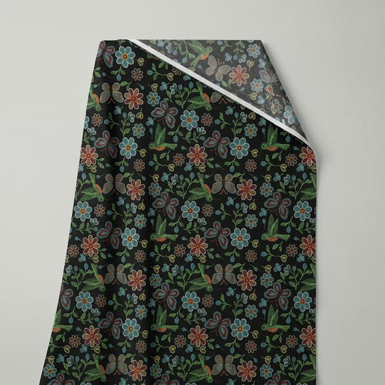Flower and Hummingbird Fabric
