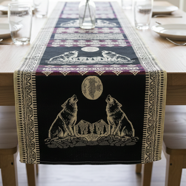 Two wolves Table Runners