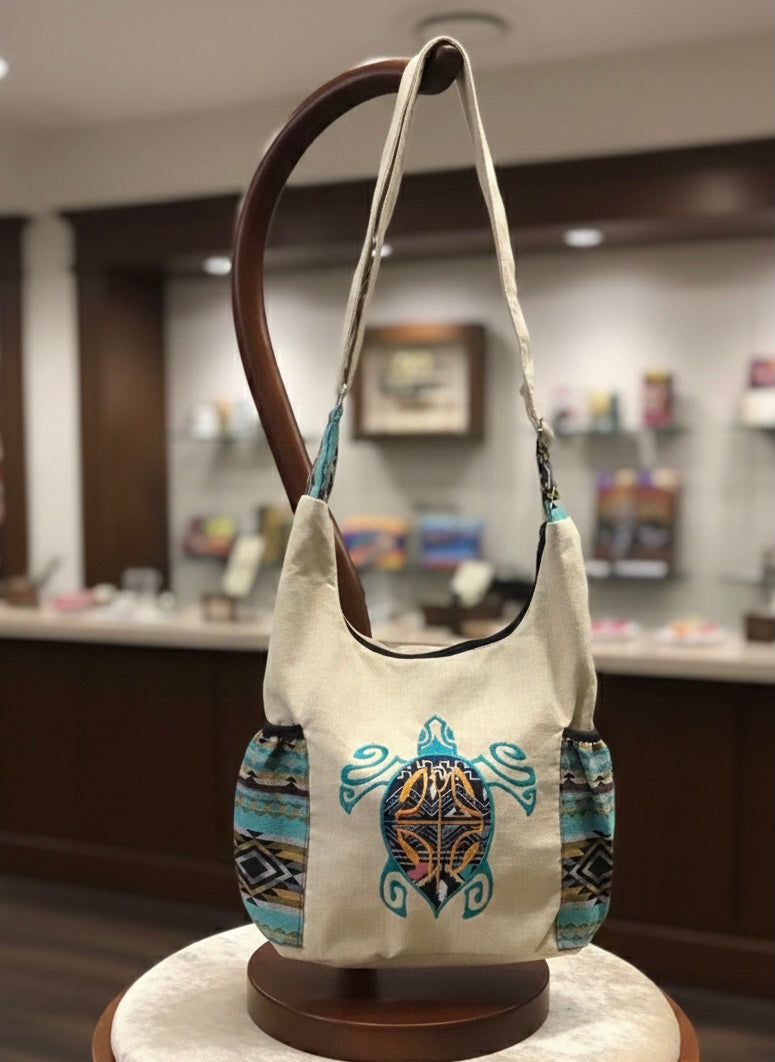 Turtle Embroidered Crossbody Bag
