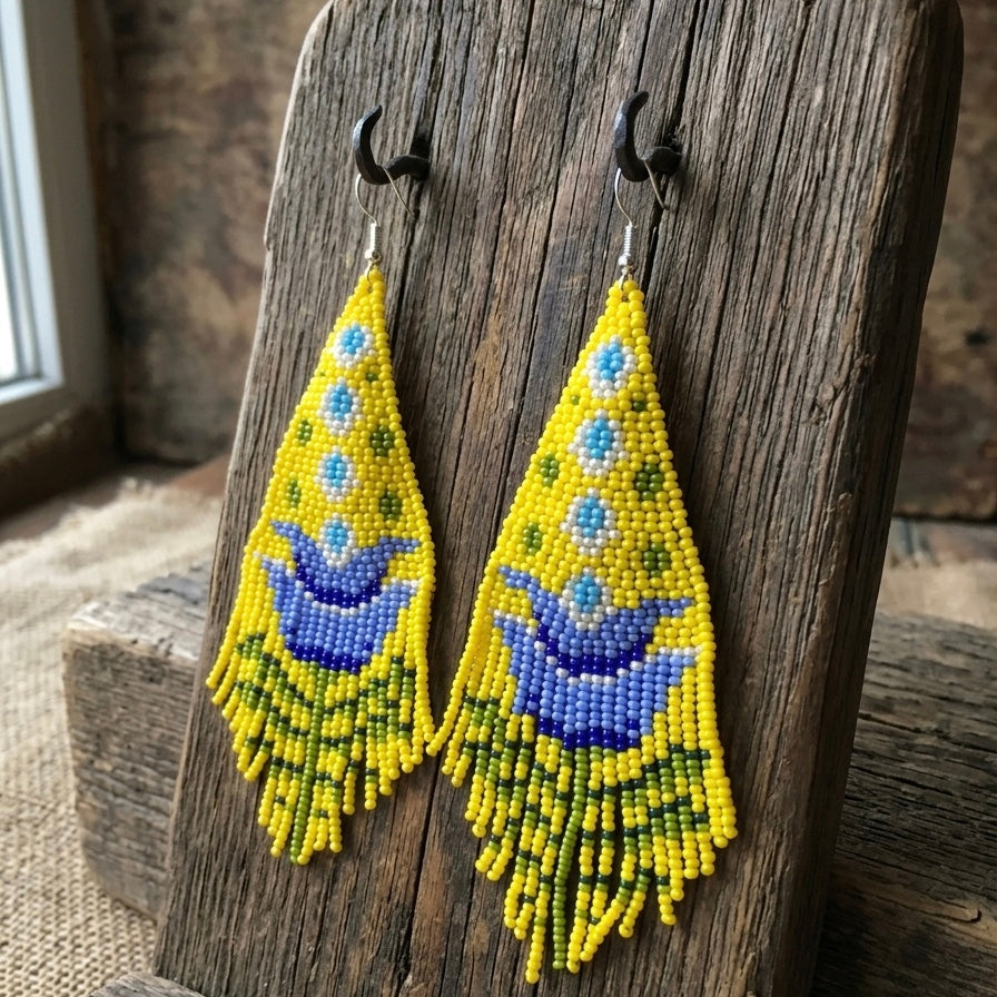 OLDTRIBES Yellow Flame Blossom Drop Earrings