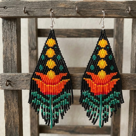 Black Flame Blossom Drop Earrings